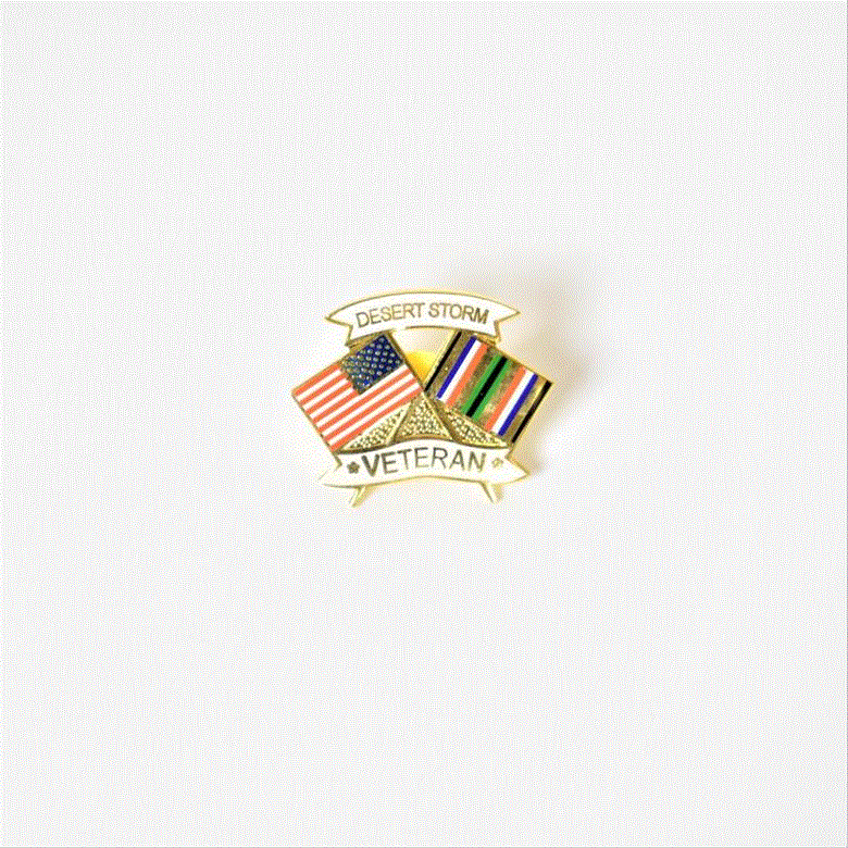 Desert Storm Veteran Crossed Flags Pin