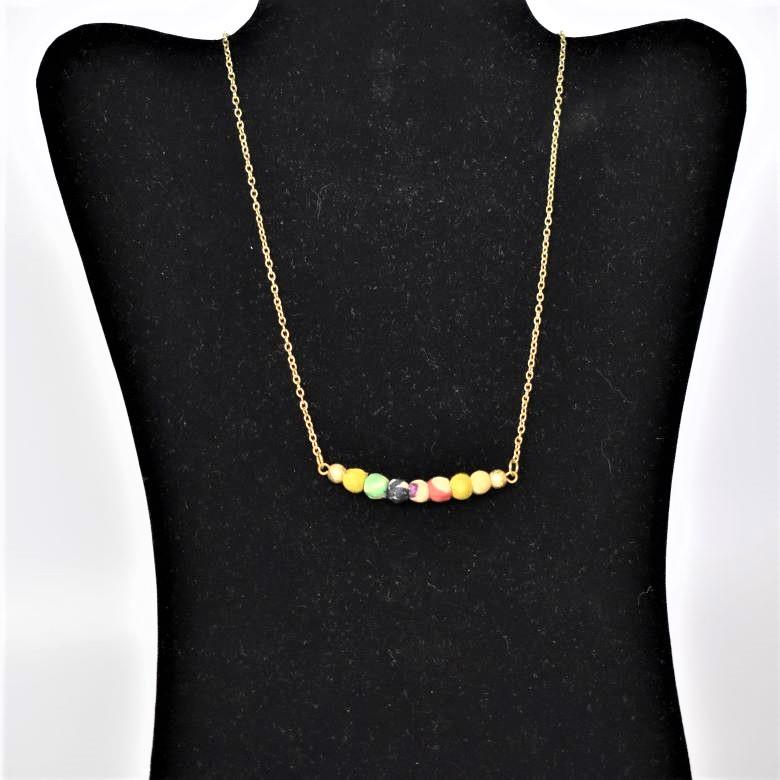 Kantha Pebbled Bar Necklace