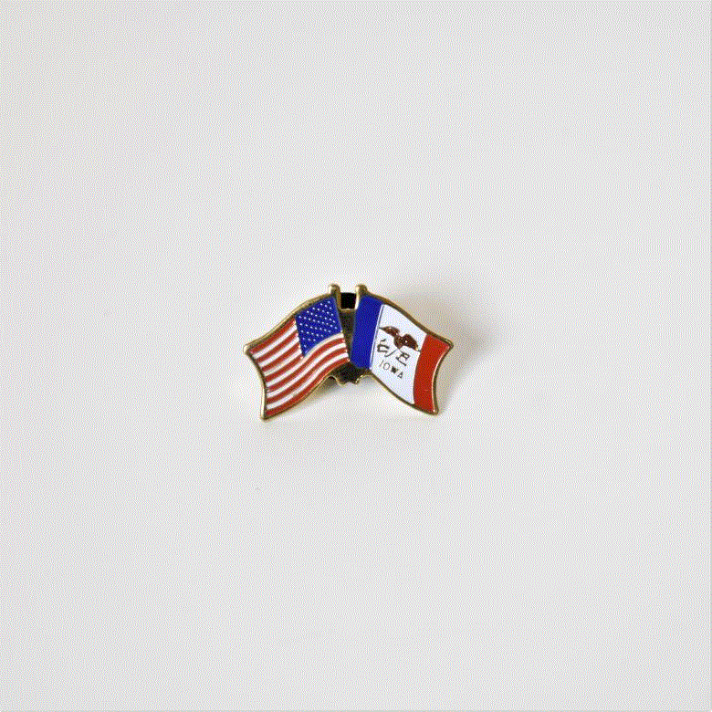Iowa Crossed Flags Pin