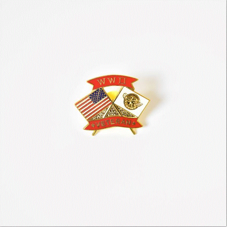 World War II Veteran Pin Crossed Flags